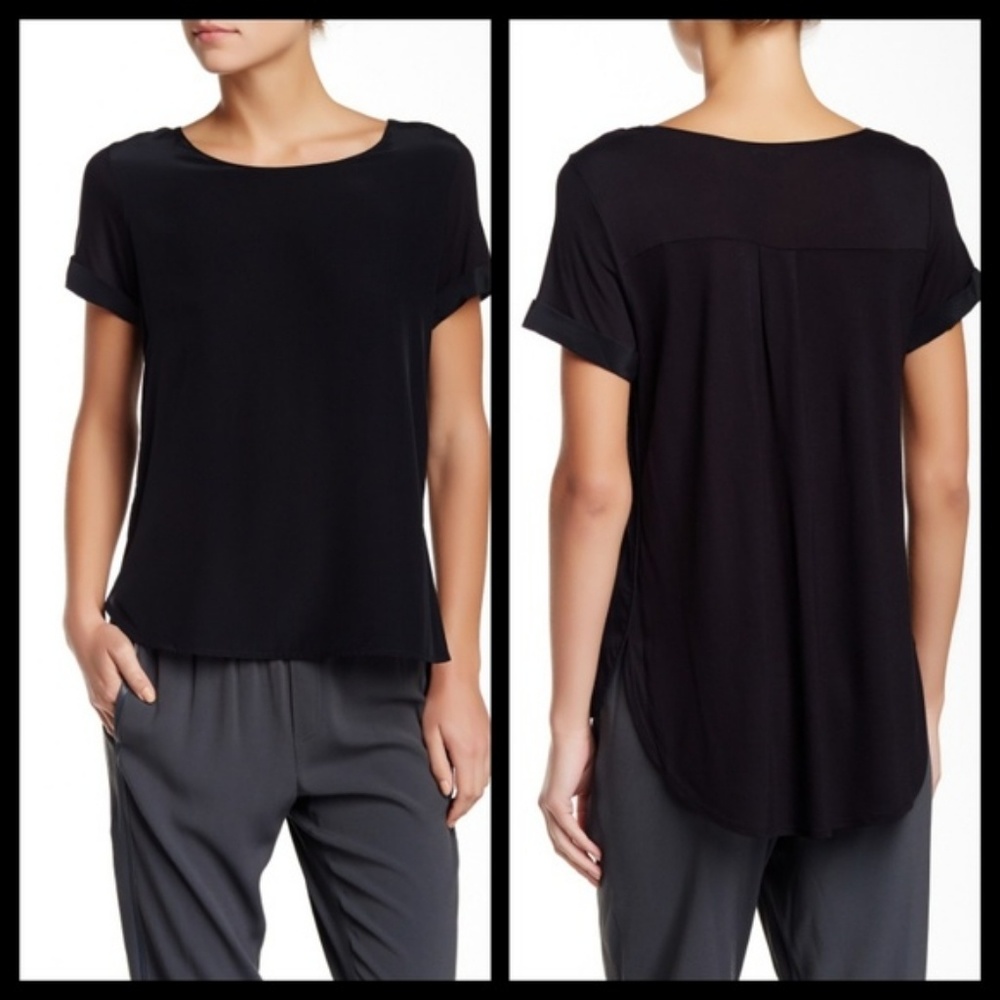 Vince Silk Mixed Media Short Sleeve XS